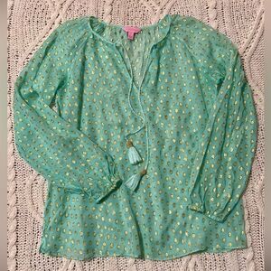 Lilly Pulitzer Sheer Top with Gold Dots
